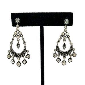 Crystal Chandelier Earrings on Silver Tone
